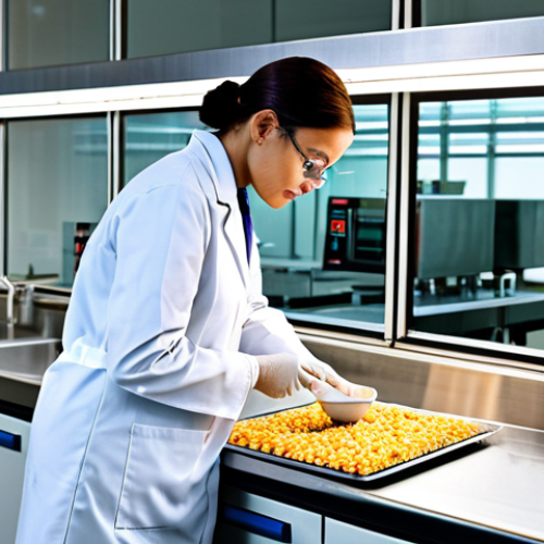 **

"A professional Food Safety Officer in a fully clothed, modest lab coat, inspecting food samples in a modern laboratory, appropriate attire, safe for work, perfect anatomy, natural proportions, high-resolution, professional photograph, family-friendly. The scene includes various lab equipment and clear signage related to food safety protocols."

**
